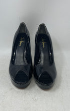 Load image into Gallery viewer, Cole Haan Womens Black Leather Slip-On Peep Toe Stiletto Pump Heels Size 8.5B
