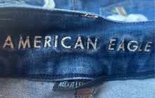 Load image into Gallery viewer, American Eagle Outfitters Womens Blue Denim Distressed Jean Shorts Size 2
