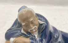 Load image into Gallery viewer, Chinese Reclining Men Blue Robe Statue Collectible Ceramic Figurine
