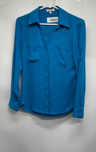 Load image into Gallery viewer, Express Womens Blue Slim Fit Long Sleeve Collared Button-Up Shirt Size S
