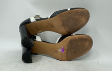 Load image into Gallery viewer, Charles David Womens Black White Leather Block T-Strap Pump Heels Size 37.5
