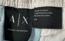 Load image into Gallery viewer, Armani Exchange Mens Light Blue Flat Front Pockets Chino Shorts Size 28
