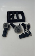 Load image into Gallery viewer, 2 Pcs Black Wireless Lavalier Microphone Set With Accessories In Box Not Tested
