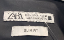 Load image into Gallery viewer, Zara Mens Black Long Sleeve Slim Fit Collared Button-Up Shirt Size Large
