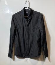 Load image into Gallery viewer, Express Mens Dark Gray Cotton Long Sleeve Collared Pockets Button-Up Shirt Sz S
