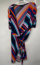 Load image into Gallery viewer, New York &amp; Company Womens Multicolor Striped Tie Waist Wrap Dress Sz XL With Tag
