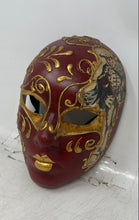 Load image into Gallery viewer, Womens Red Gold Hand-Painted Decorative Stefa Full-Face Masquerade Mask
