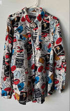 Load image into Gallery viewer, Karl Lagerfeld Womens Multicolor Collared Short Sleeve Button-Up Shirt Size L
