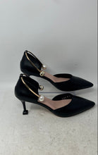 Load image into Gallery viewer, Annik Womens Black Leather Slip-On Pointed Toe D'Orsay Heels Size EUR 39
