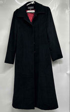 Load image into Gallery viewer, Liz Claiborne Womens Black Long Sleeve Collared Button Front Overcoat Size 14
