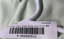 Load image into Gallery viewer, Zara Girls Light Green Ribbed Ruffle Sleeve Pullover T-Shirt Sz 13-14 With Tags
