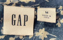 Load image into Gallery viewer, Gap Womens Blue White Floral Short Sleeve Ruffle V-Neck Blouse Top Sz M With Tag
