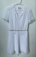 Load image into Gallery viewer, Michael Kors Womens White Geometric Lace V-Neck Mini Dress Size 4
