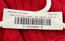 Load image into Gallery viewer, Tommy Hilfiger Womens Red Long Sleeve V-Neck Ribbed Hem Pullover Sweater Size XL
