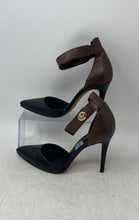 Load image into Gallery viewer, Coach Womens Housten Black Brown Leather High Stiletto Ankle Strap Heels Sz 7.5
