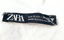 Load image into Gallery viewer, Zara Womens White Short Sleeve Collarless Deep V-Neck Pullover T-Shirt Size S
