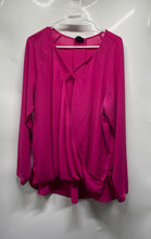 Load image into Gallery viewer, Worthington Womens Fuchsia Long Sleeve Criss Cross V-Neck Wrap Blouse Top Sz XL
