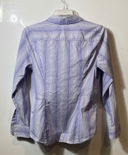 Load image into Gallery viewer, Express Womens Blue White Striped Long Sleeve Original Button-Up Shirt Size M
