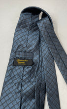Load image into Gallery viewer, Alezzandra Mens Blue Printed Adjustable Keeper Loop Formal Pointed Tie
