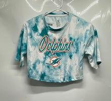 Load image into Gallery viewer, NFL Womens Green White Tie-Dye Miami Dolphins Football T-Shirt Size Small
