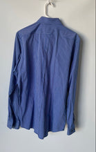 Load image into Gallery viewer, Express Mens Blue White Striped Long Sleeve Extra Slim Fit Dress Shirt Size L
