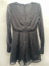 Load image into Gallery viewer, Express Womens Black Metallic Striped Long Sleeve One-Piece Romper Size XS
