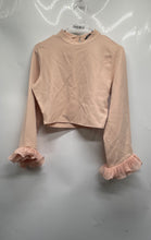 Load image into Gallery viewer, Zara Womens Beige Ruffle Long Sleeve Mock Neck Cropped Blouse Top Size XS
