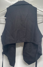 Load image into Gallery viewer, Zara Womens Black Sleeveless Notch Lapel Button Front Cropped Vest Size Medium
