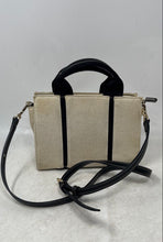 Load image into Gallery viewer, Zara Womens Beige Black Detachable Strap Double Handle Mini Tote Handbag

