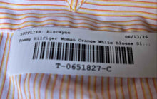 Load image into Gallery viewer, Tommy Hilfiger Womens Orange White Striped Print Cotton Button-Up Shirt Size 10
