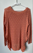 Load image into Gallery viewer, New York &amp; Company Womens Peach Long Sleeve Ruffle Hem Pullover Sweater Size S
