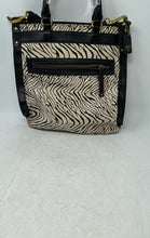 Load image into Gallery viewer, Fossil Womens Beige Black Zebra Print Detachable Strap Double Handle Tote Purse
