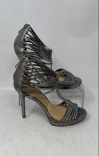 Load image into Gallery viewer, Michael Kors Womens Leann Silver-Tone Leather Back Zip Strappy Heels Size 7 M
