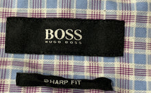 Load image into Gallery viewer, Hugo Boss Mens Blue Multicolor Plaid Print Sharp Fit Dress Shirt Sz 15 34/35
