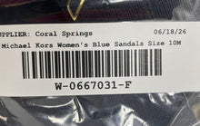 Load image into Gallery viewer, Michael Kors Womens Sidney Blue Leather Slip-On Flat Thong Sandals Size 10M
