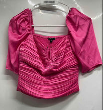 Load image into Gallery viewer, Express Womens Pink Smocked Back Short Puff Sleeve Pullover Blouse Top Size S
