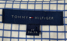 Load image into Gallery viewer, Tommy Hilfiger Mens White Blue Cotton Long Sleeve Collared Dress Shirt Size 17
