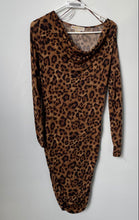 Load image into Gallery viewer, Michael Kors Womens Brown Leopard Print Long Sleeve Cowl Neck Mini Dress Size P
