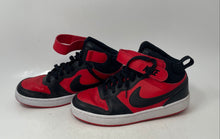 Load image into Gallery viewer, Nike Kids Court Borough Mid 2 Black Red Leather Lace-Up Sneaker Shoes Size 7Y
