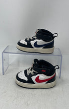 Load image into Gallery viewer, Nike Kids Court Borough 2 Mid Black White Red Hook &amp; Loop Sneaker Shoes Size 5C
