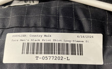 Load image into Gallery viewer, Zara Mens Black Check Cotton Long Sleeve Slim Fit Button-Up Shirt Size L W/ Tag
