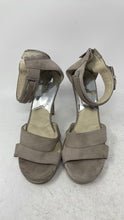 Load image into Gallery viewer, Michael Kors Womens Gray Suede Open Toe Stiletto Ankle Strap Heels Size 9M
