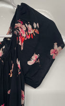 Load image into Gallery viewer, Forever21 Womens Black Floral Short Sleeve Off-Shoulder A-Line Dress Size Small
