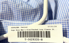 Load image into Gallery viewer, Hugo Boss Mens Blue Check Cotton Sharp Fit Long Sleeve Collared Dress Shirt 17
