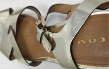 Load image into Gallery viewer, Coach Womens Dani Gold Metallic Leather Ankle Strap Platform Sandals Size 9B
