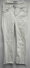 Load image into Gallery viewer, Zara Womens White Raw Hem Stretch Cropped Straight Leg Jeans Pants Size 6
