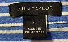 Load image into Gallery viewer, Ann Taylor Womens Blue White Striped Short Sleeve Button Front Blouse Top Size S
