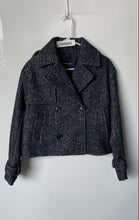 Load image into Gallery viewer, BCBGMAXAZRIA Womens Gray Printed Long Sleeve Cropped Pea Coat Jacket Size XS
