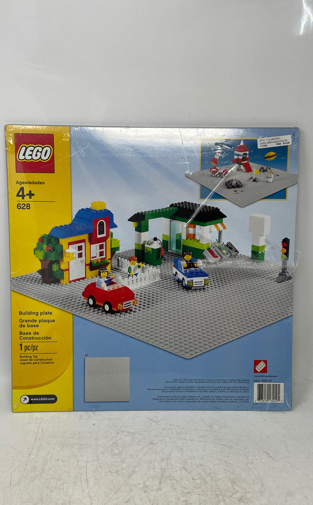 Lego #628 Gray 1 Piece Building Construction Toy Baseplate For Ages 4+