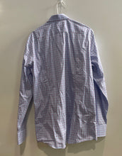 Load image into Gallery viewer, Hugo Boss Mens Blue Check Cotton Sharp Fit Long Sleeve Dress Shirt Sz 16.5 34/35
